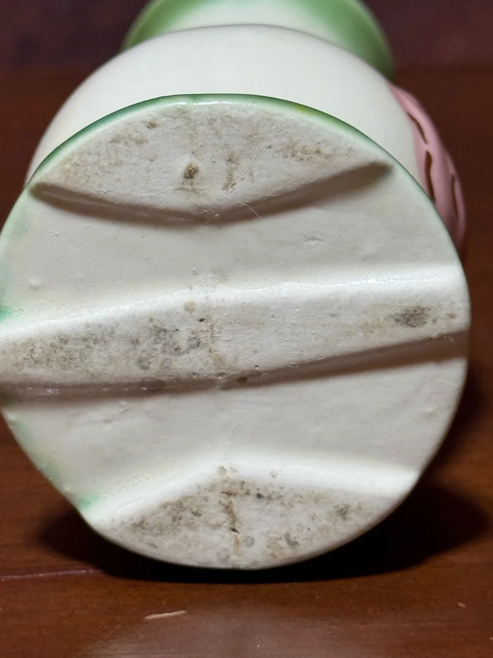 VINTAGE MINI CERAMIC BUD VASE WITH APPLIED PINK ROSE 6”